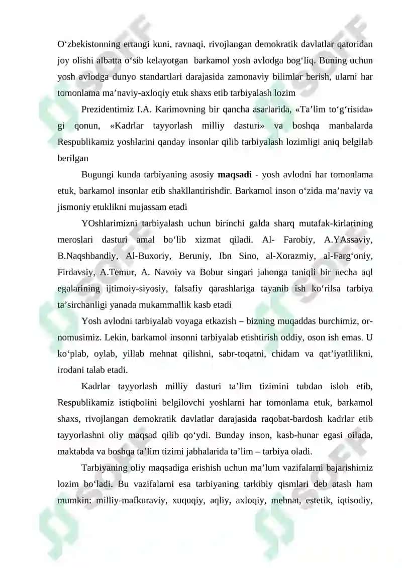 Komil insonni voyaga etkazishda boshlang’ich ta’lim shubhasiz mustahkam poydevor rolini o’taydi 7