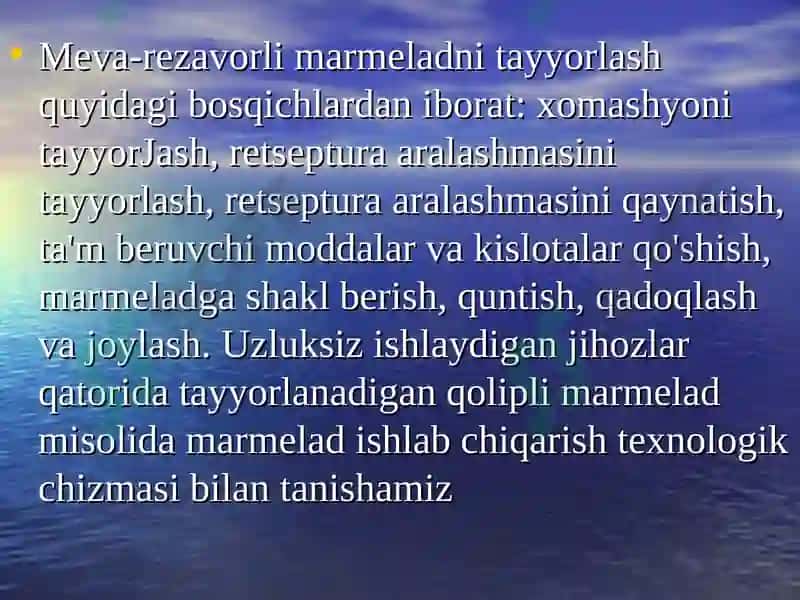 Pastella, marmelad va zifer mahsulotlari texnologiyasi 7