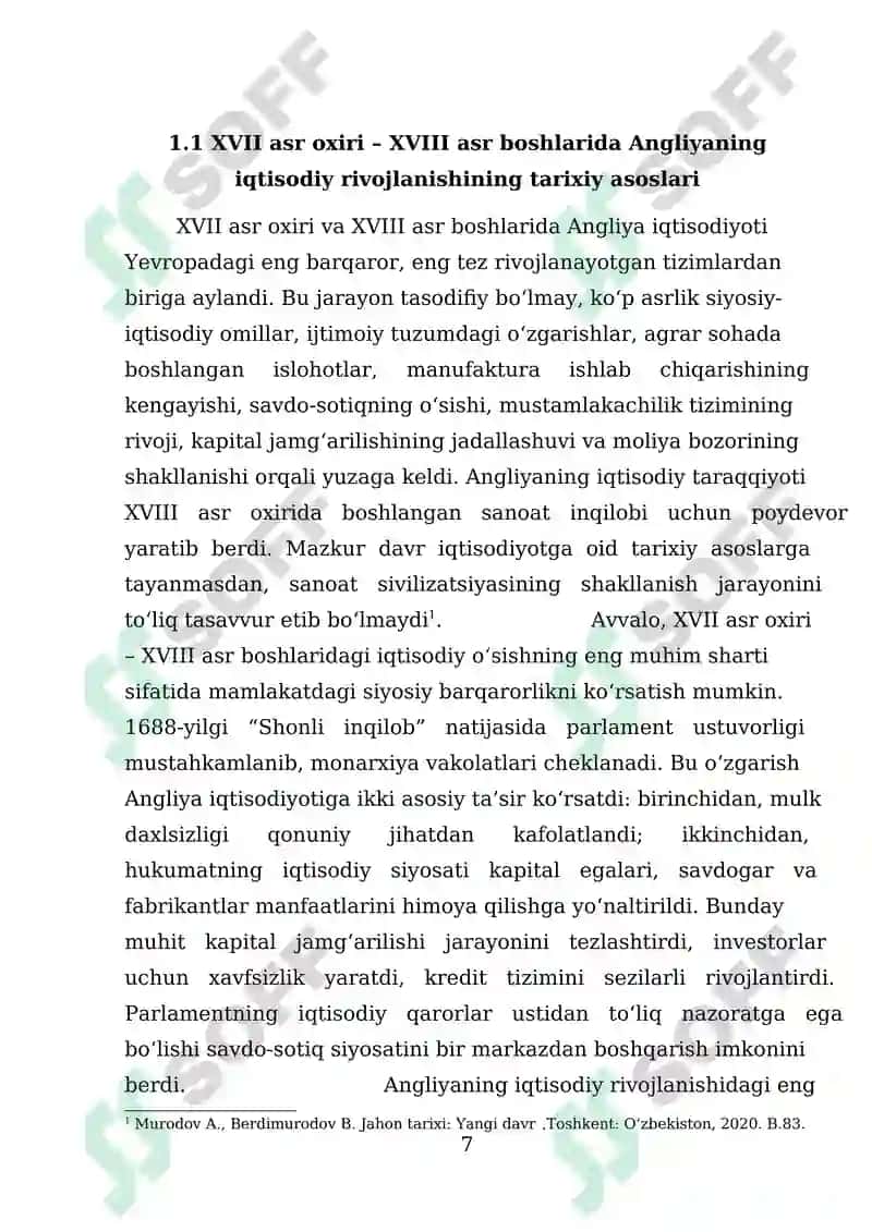 XVII asr oxiri XVIII asr boshlarida Angliyaning iqtisodiy rivojlanish mavzusini oʻqitishda pedagogik texnologiyalarni o’rni 7
