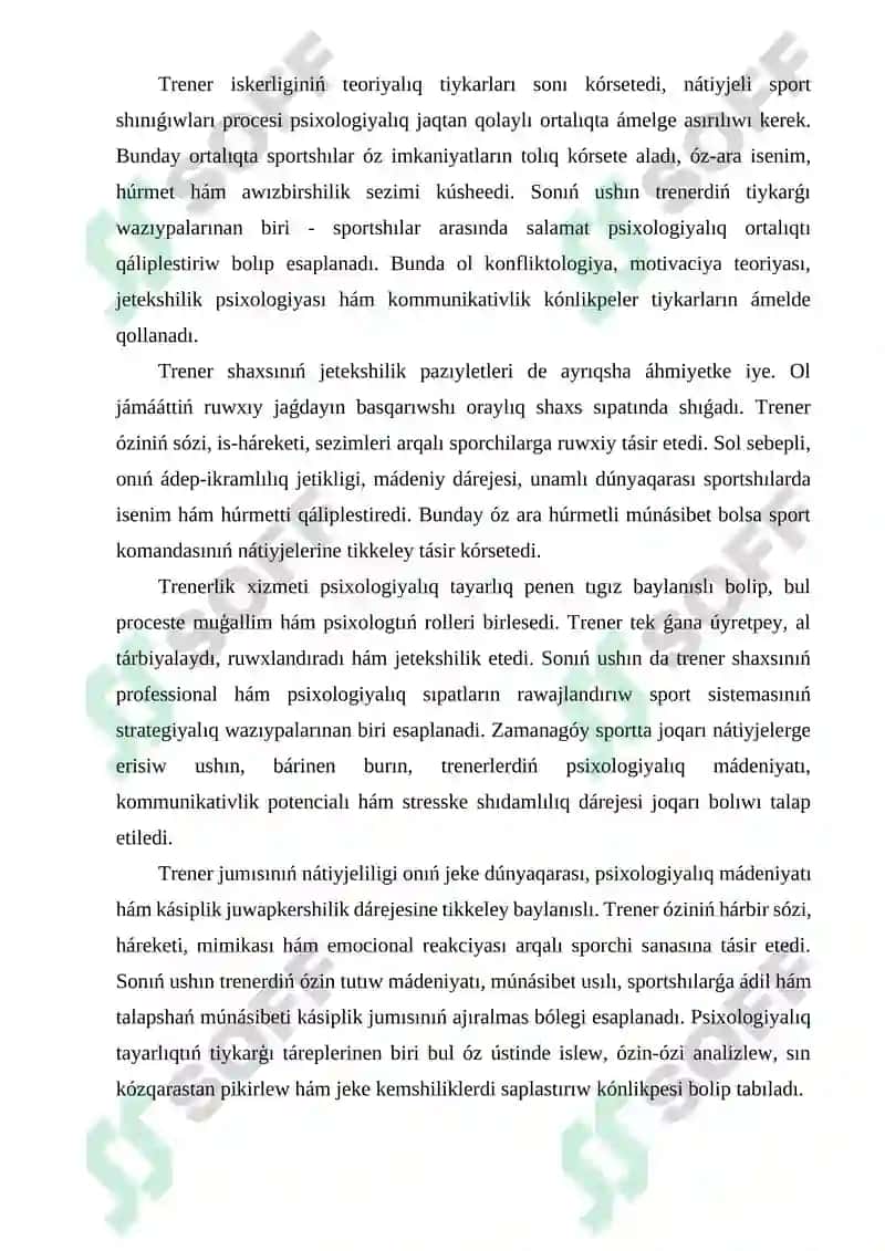 Trenerdiń psixologiyaliq tayarliǵi hám kásiplik pazıyletleri 7