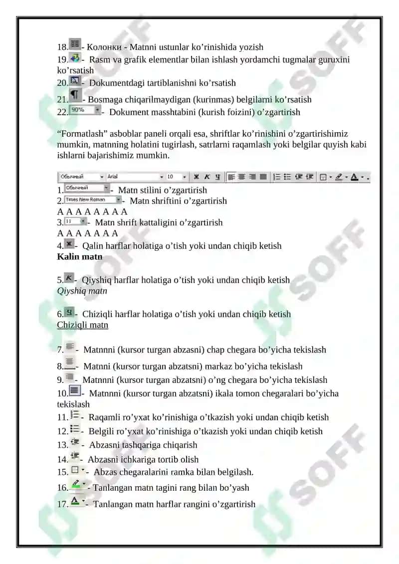 Microsoft WORD matn muharriri va uning imkoniyatlari 7