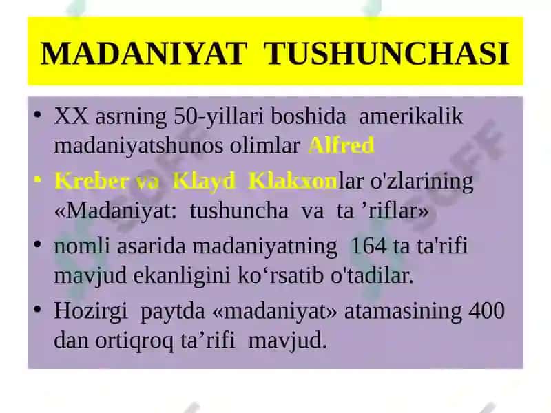 KIRISH. O'ZBEKISTONNING MADANIYATI VA SAN'ATI TARIXI FANINING MAQSADI VA VAZIFALARI. 7