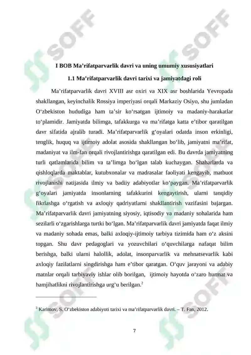 Adabiyot o‘qitish metodikassi tarixida ma’rifatparvarlik davri 7