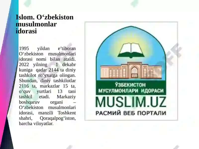 O‘zbekistonda faoliyat yurituvchi diniy tashkilotlar 7