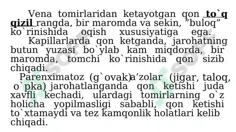 Qon ketish turlari.Qon ketishini to`xtatish usullari 7