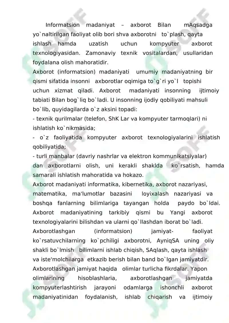 Axborotlashgan jamiyat va uning istiqbollari 7