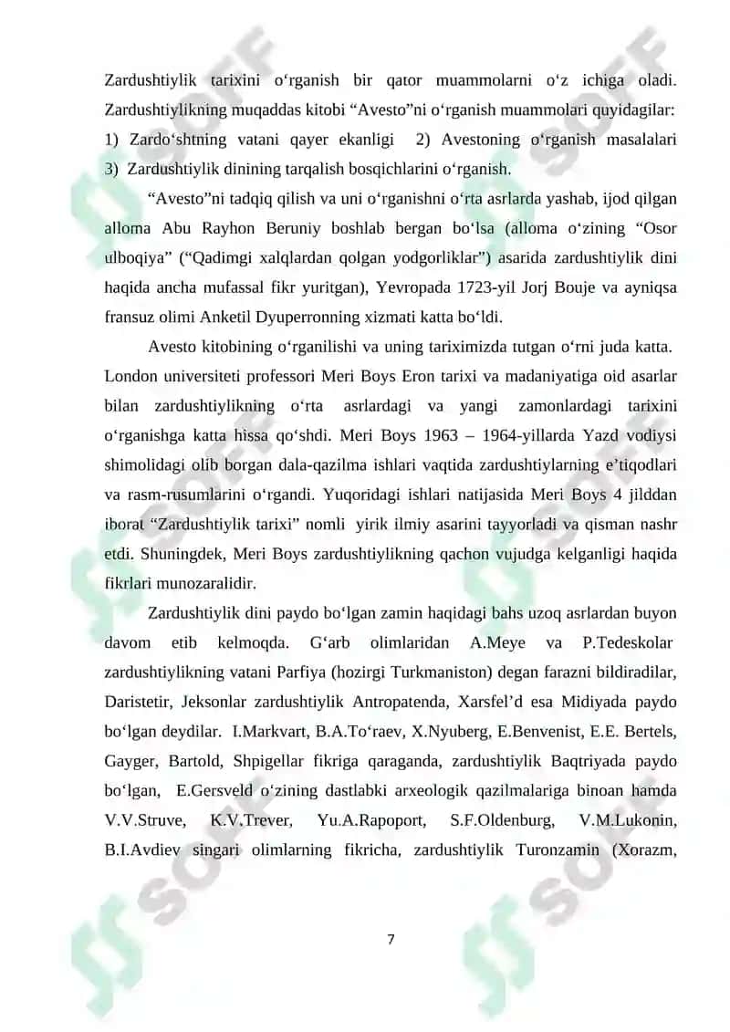 “Avesto” O’rta Osiyo viloyatlari ijtimoiy tuzumini o’rganishdagi o’rni. 7