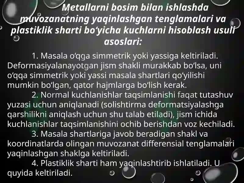 Metallarni bosim bilan ishlash nazariyasi 7