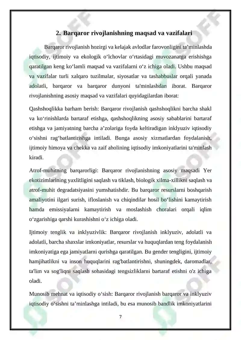 Barqaror rivojlanish va uning ekologik jihatlari 7