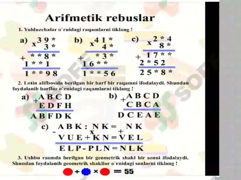Boshlang‘ich sinf matematika darslari 7