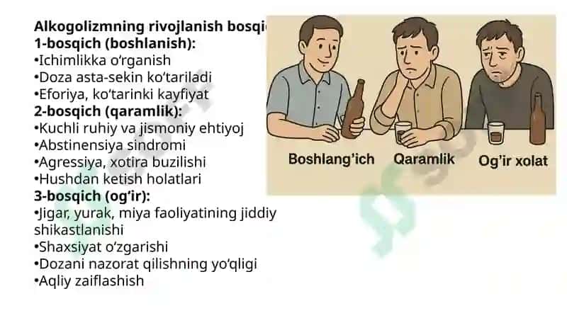 Etil spirti. Alkogolizm va uning asoratlari. 7