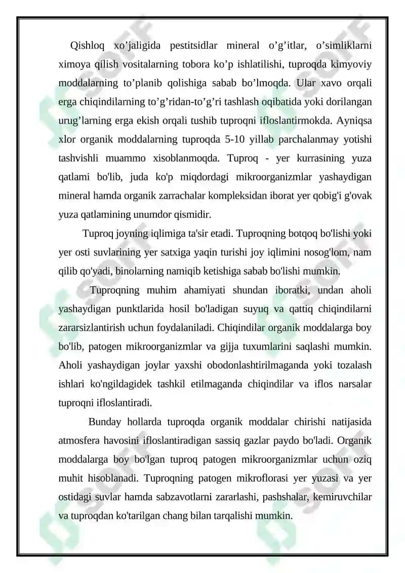 TABIIY OMILLLARI. SANATOR-KURORT SARALASH. 0‘ZBEKISTON KURORLARI 7