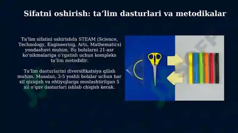Maktabgacha taʼlim tizimini rivojlantirishning ustuvor yoʻnalishlari 7