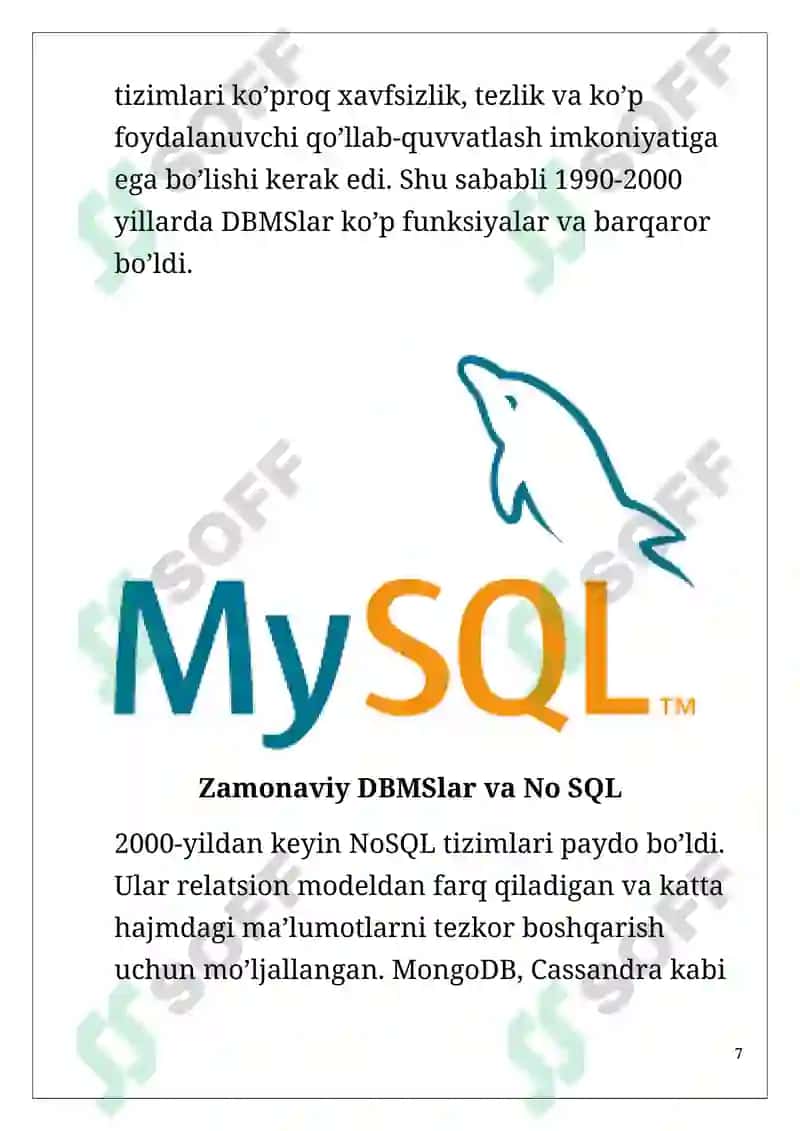 Ma’lumotlar bazasi boshqarish tizimlari va ma’lumotlar bazasini ishlab chiqish dasturiy vositalarining rivojlanish tarixi 7