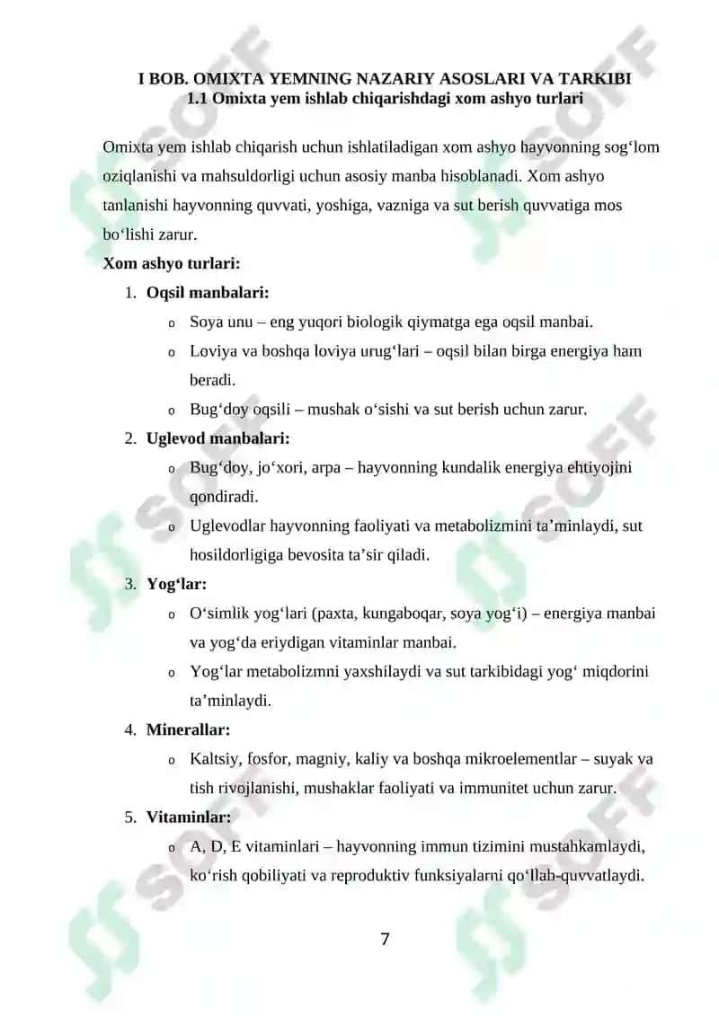 Omixta yem ishlab chiqarish texnologiyasi 7