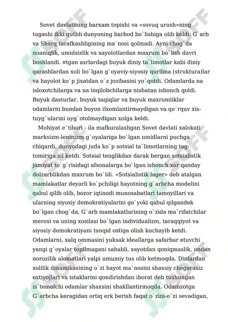 XX asr va yangi asrdagi majorolarning mafkuraviy harakatlar 7