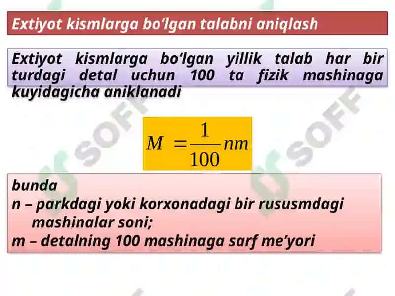 Mavzu 8: MASHINALARDAN FOYDALANISHDA MATERIAL TEXNIK TA'MINOT 7