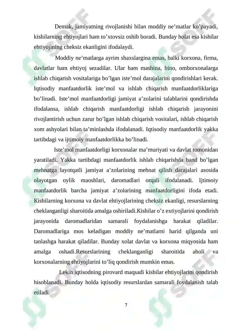 Ijtimoiy iqtisodiy ehtiyojlar ularning tarkibi va turkumlanishi 7