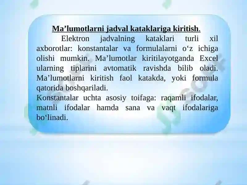 MS Excel dasturi 7