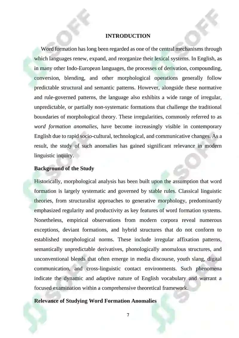 WORD FORMATION ANOMALIES AND THEIR CATEGORIZATION 7