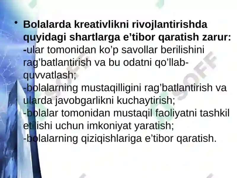 Kreativ fikrlashning bolafaoliyati 7