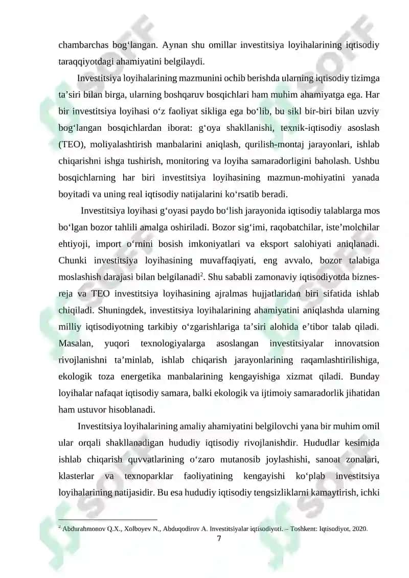Investitsiya loyihalarining tasniflanishi 7