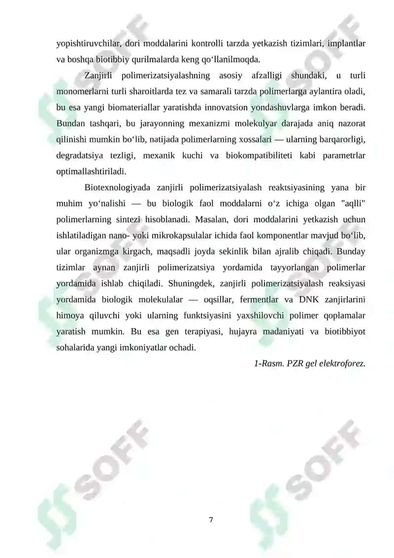 Zanjirli Polimerizatsiyalash Reaksiyasi (PSR) 7