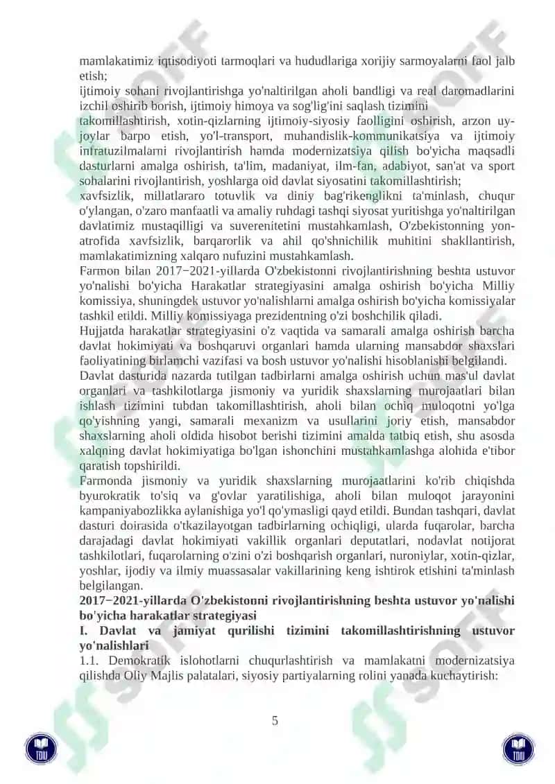 Oʼzbekiston Respublikasining Xarakatlar strategiyasi: makroiqtisodiy barqarorlik va investitsion faollik 7