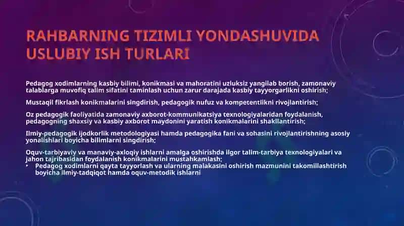 Pedagoglarning malakasini oshirishga raxbarlar tomonidan tizimli yondashuv 7