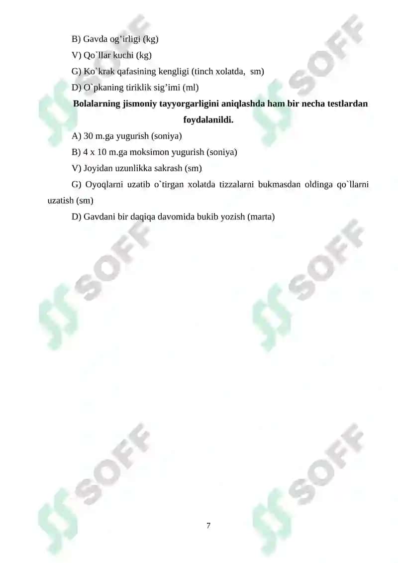 "5-8 sinf o’quvchilari jismoniy sifatlarini tarbiyalashda sport va harakatli o’yinlarning ahamiyati" 7