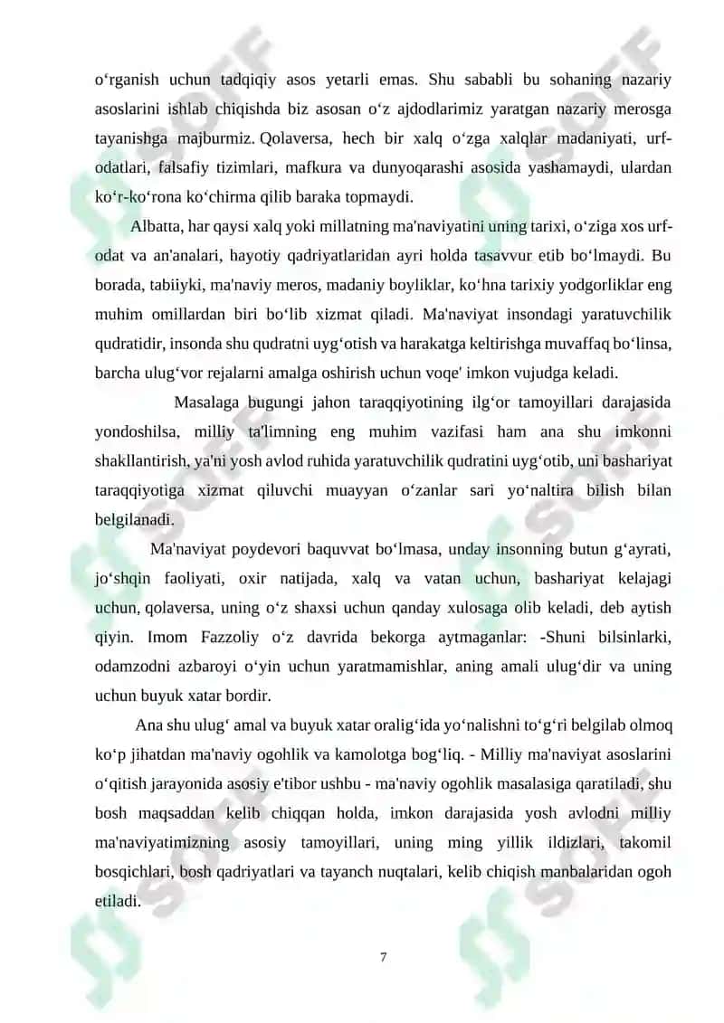 "Mustaqillik yillarida Oʻzbekistonda milliy urf-odatlar,qadriyatlar va an'analarnining qayta tiklanishi" 7