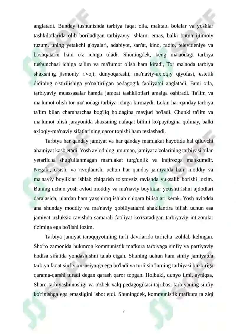 TARBIYA FANINI O‘QITISHDA PEDAGOGIK TEXNOLOGIYALARDAN FOYDALANISH 7