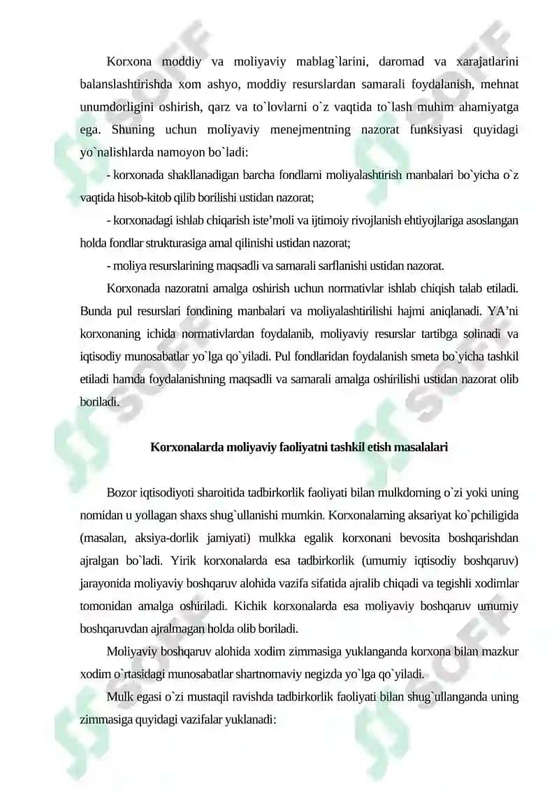 Korxonalarda moliyaviy menejmentni tashkil etish mexanizmi 7