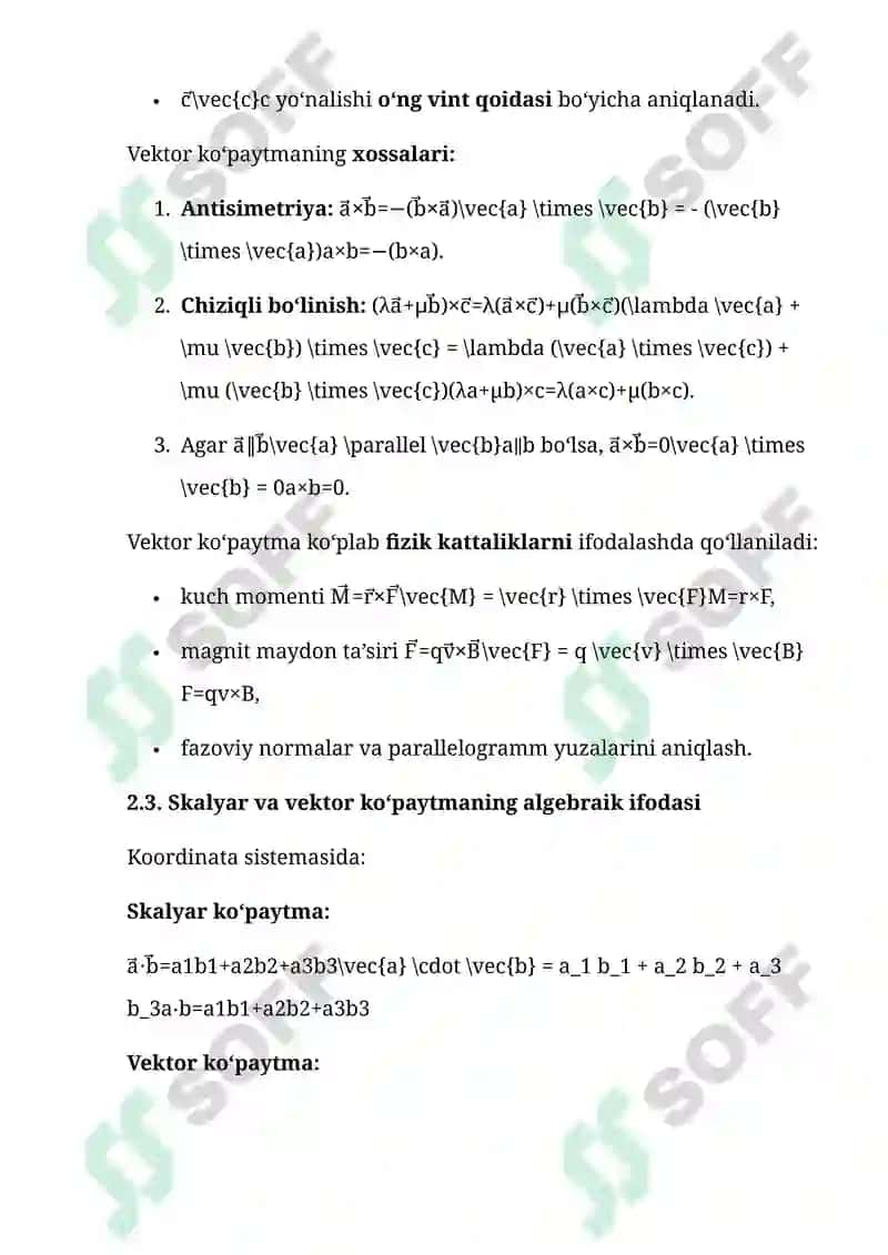 Vektor va Aralash Ko'paytma 7