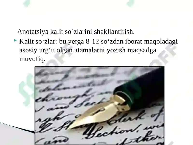 Maqolada mualliflar ro`yxati,anotatsiya, kalit so`zlarini shakllantirish 7