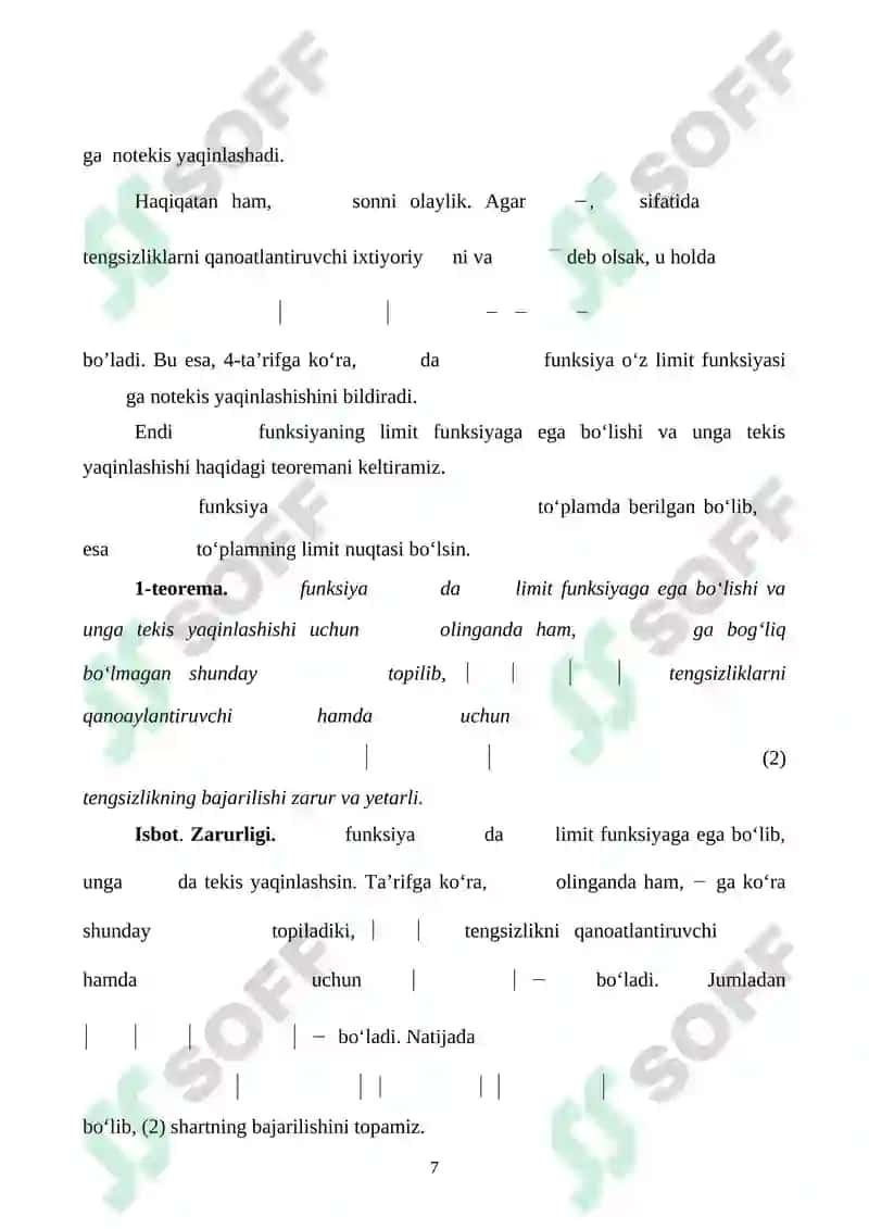 Parametrga bog'liq xosmas integrallar va ularning xossalari. 7