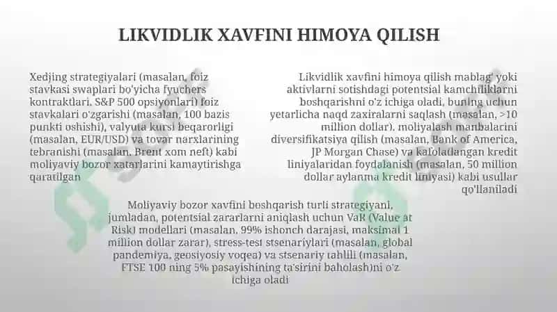 Hedjirlash va moliyaviy bozor risklarini boshqarish 7