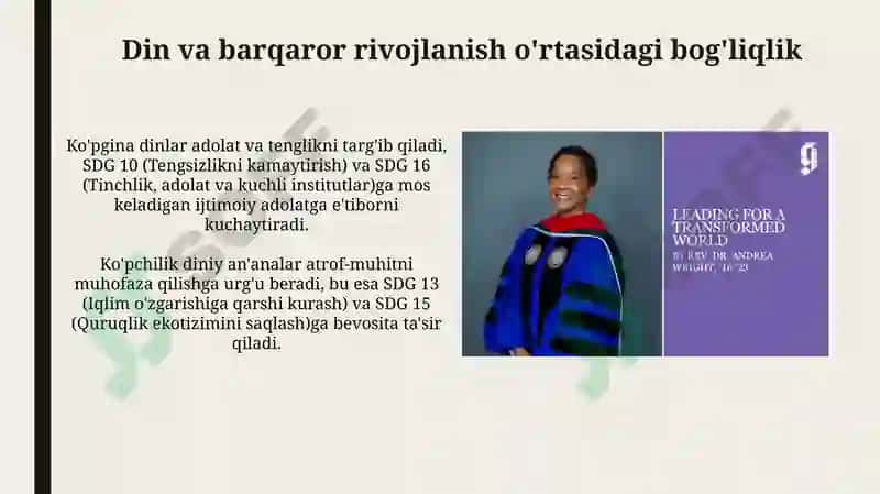 Xalqaro diniy tashkilotlar tarixi va ularning barqaror rivojlanish maqsadlariga qo‘shayotgan hissasi 7