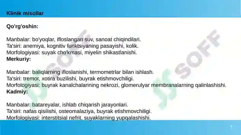 Zaharli kimyoviy moddalar ta'rifi va tasnifi 7