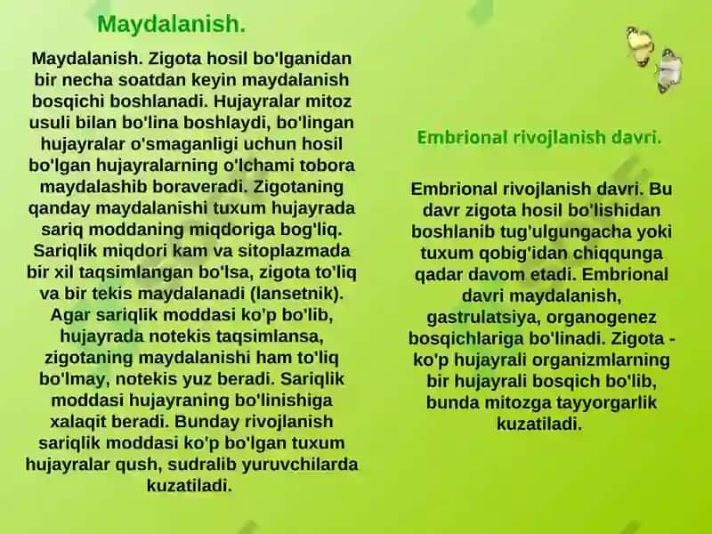 Ontogenez-tirik organizmlarning individual rivojlanishi 7