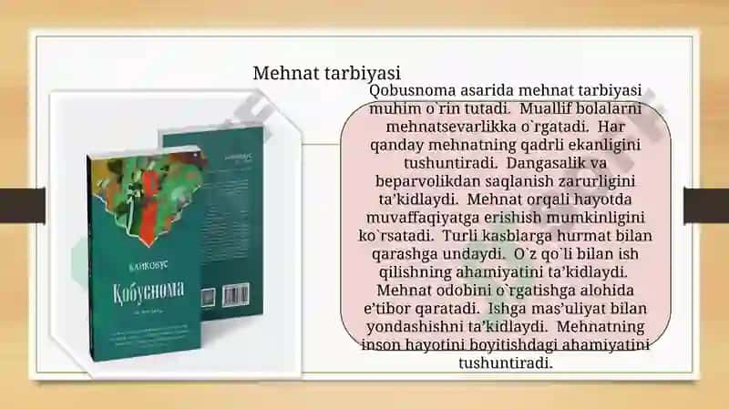 Qobusnoma asaridabolalartaʼlimtarbiyasigaoid qarashlar 7