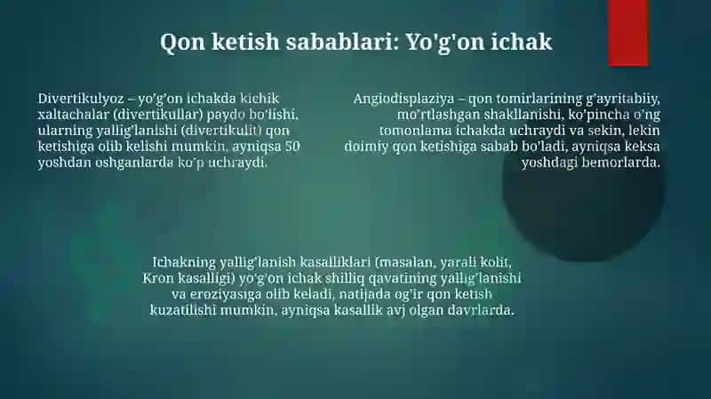 Ingichka ichakdan qon ketishi 7