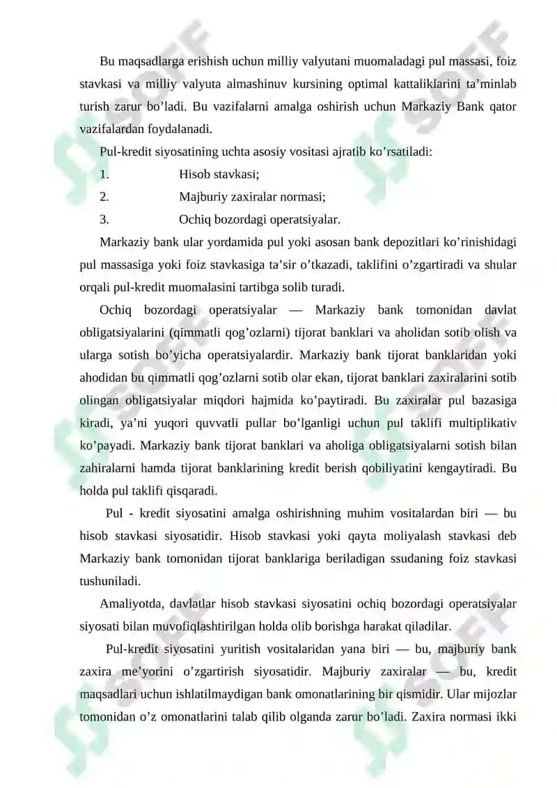 Pul kredit siyosatini strategik va taktik maksadlari 7