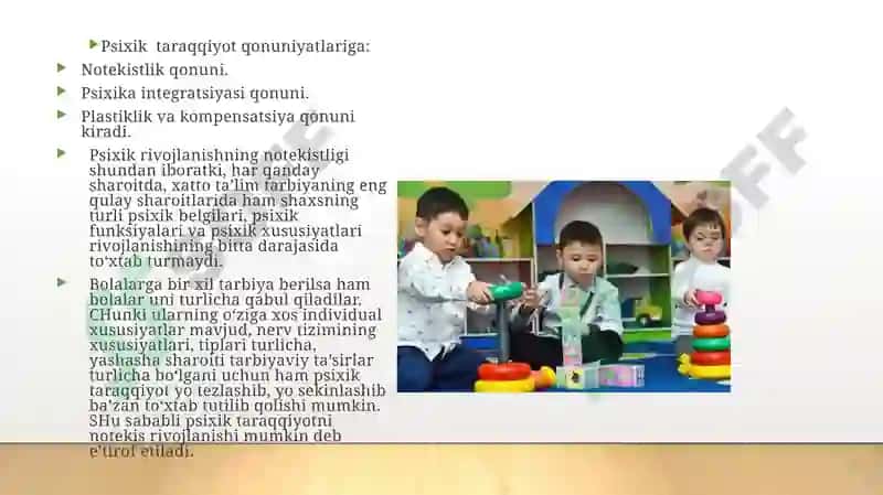ONTOGENEZNING ILK BOSQICHLARIDA INSONNING PSIXIK RIVOJLANISHIGA XOS XUSUSIYATLAR 7