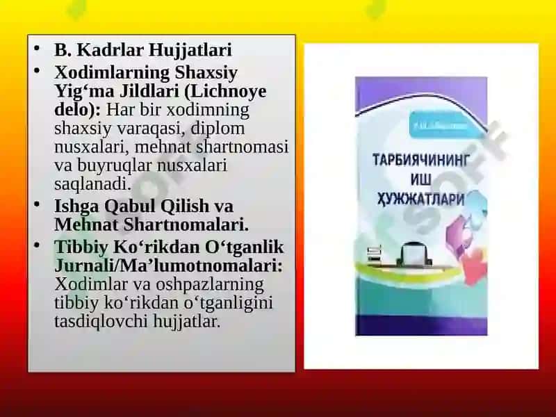 Maktabgacha ta`lim tashkilotida ish hujjatlari yuritilish tartibi 7