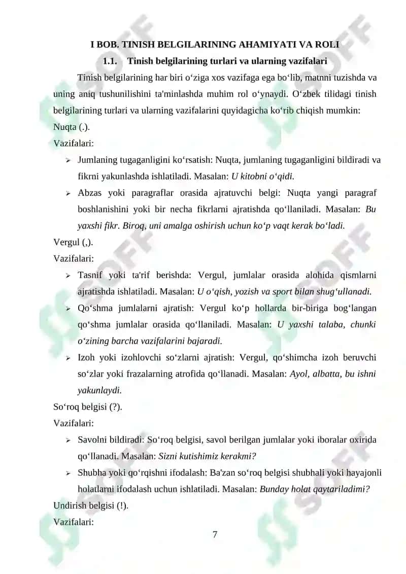 Tinish belgilari turlari va vazifalari 7