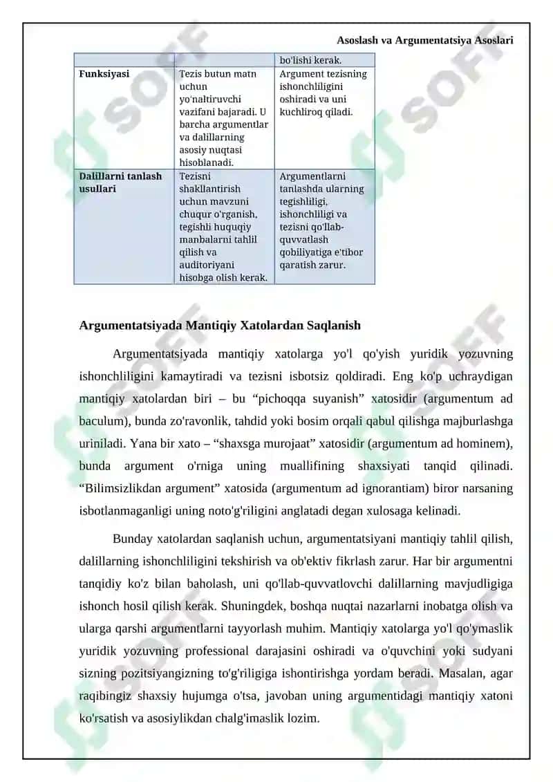 Yuridik yozuvda asoslantirish va dalil keltirish (tezis va argument) qoidasi 7