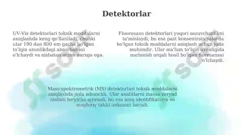 Zaharli moddalarni tahlilida Yuqori samarali suyuqlik xromatografiya 7