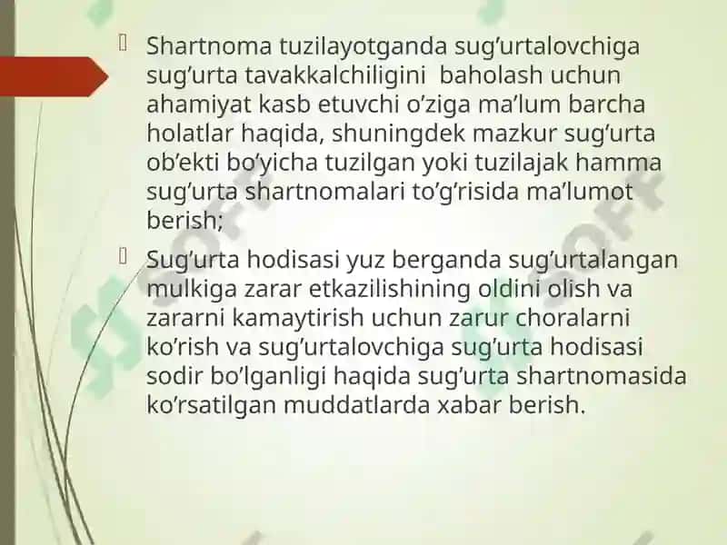 Jismoniy va yuridik shaxslarning mulkiy sug‘urtasi 7