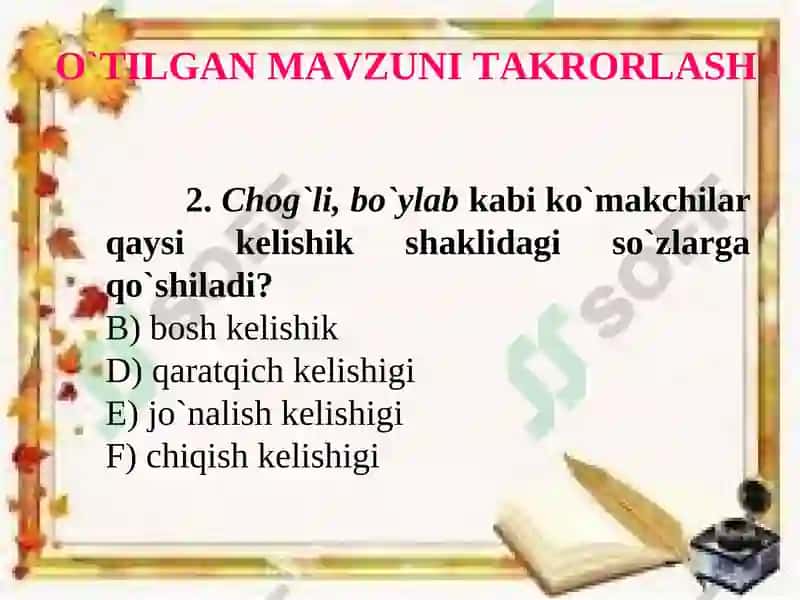 "Bo'g'chi" mavzusida tayyorlagan dars ishlanmasi 7